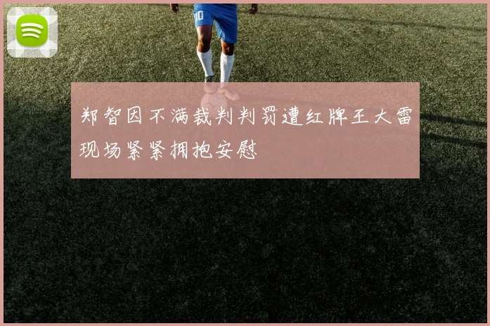郑智因不满裁判判罚遭红牌王大雷现场紧紧拥抱安慰